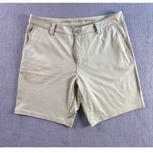 Rhone Men's Shorts 36 Flat Front Casual Khaki Chino Beige Performance 8.5"